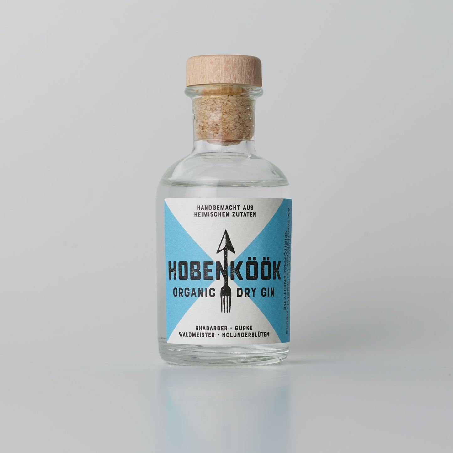 Hobenköök Organic Dry Gin 42% Vol. mit Gurke & Rhabarber. Best of Bio Gewinner. Gin 5CL Miniatur Flasche