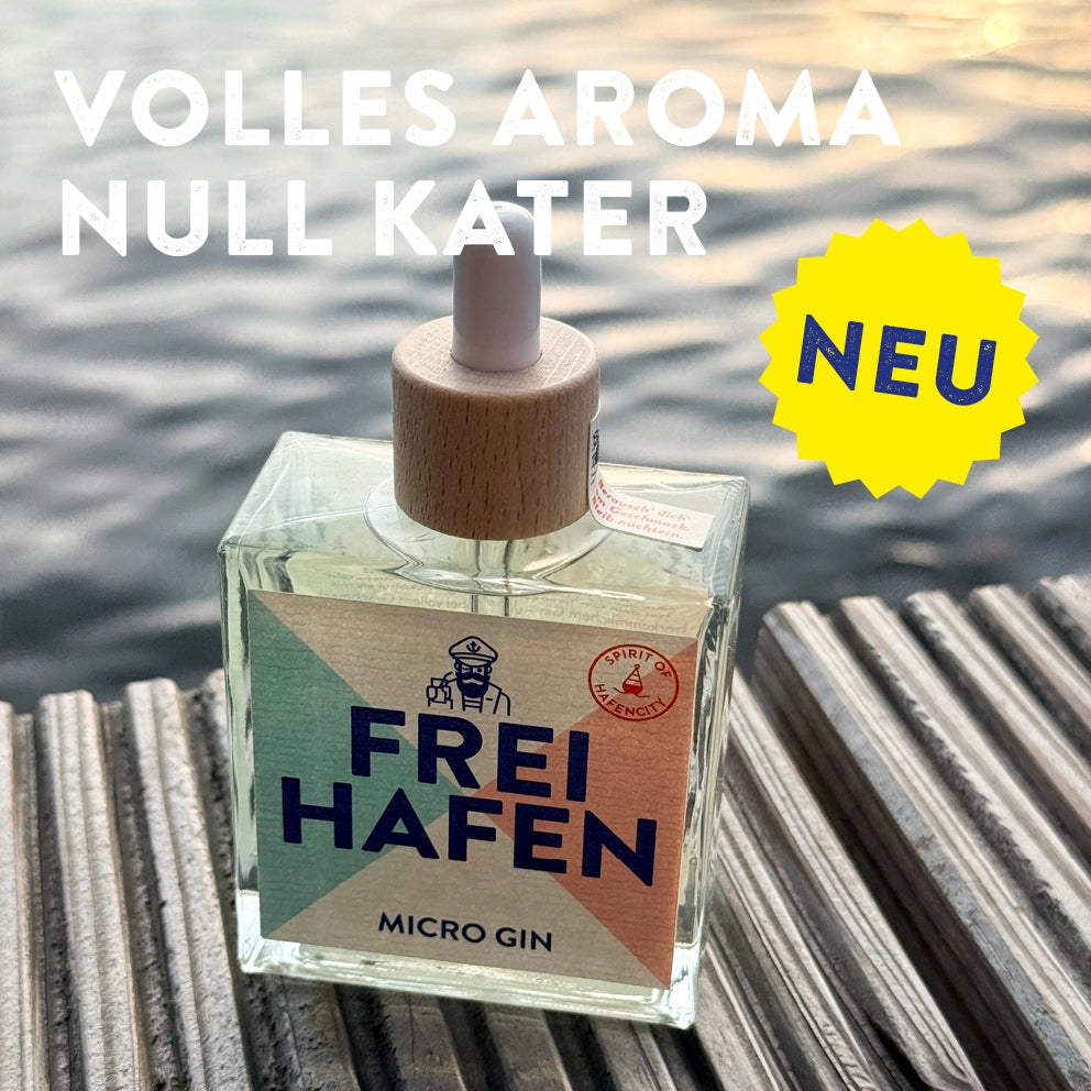 Freihafen Micro Gin – hochkonzentrierte Gin-Essenz von Spirit of Hafencity, aromatisch mit Wacholder, Zitrone und Orange, ideal für Low-Alcohol Drinks.