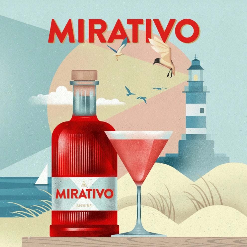 Mirativo Aperitif – Hamburgs erster Aperitif, das Original von Spirit of Hafencity mit Grapefruit, Bitterorange und Rhabarber – fruchtig, erfrischend herb und aus 100 % natürlichen Zutaten.