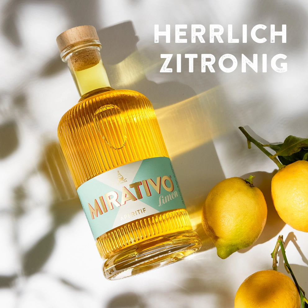 Mirativo Limon – der nordische Aperitif von Spirit of Hafencity aus Hamburg mit Yuzu, Zitrone, Limette und Fichtensprossen. Frisch, natürlich und besser als jeder Limoncello.